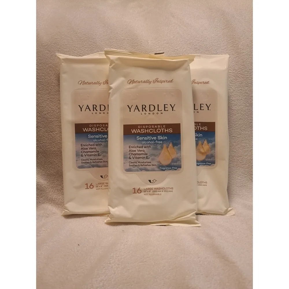 Yardley London Disposable Washcloths Sensitive Skin 16 Clothes Each Pack Of 3